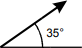 An arrow at a 35 degree angle from the horizontal.