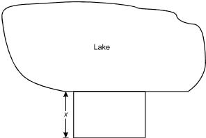 The diagram shows the outline of a lake. 