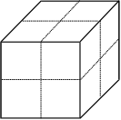 The diagram shows a cube with each face divided in 4 square quarters.