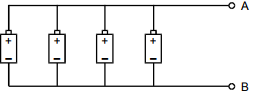 a configuration of 4 batteries connected to terminals A and B for response A