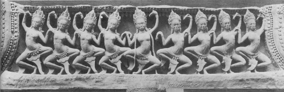 Indian frieze of nine dancing figures