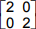 A 2 by 2 matrix. The values in Row 1 are 2 and 0. The values in Row 2 are 0 and 2.