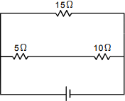 Circuit diagram that is a closed rectangular loop with a single cell power source at the bottom center of the loop