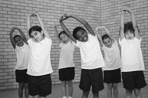 photo of school children stretching