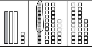 a series of base-10 blocks being manipulated in 3 steps