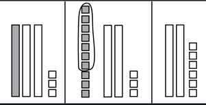 a series of base-10 blocks being manipulated in 3 steps